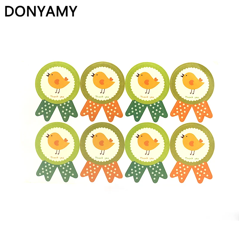 

DONYAMY 80pcs Lovely Birds Thank you Seal Sticker Baking Package