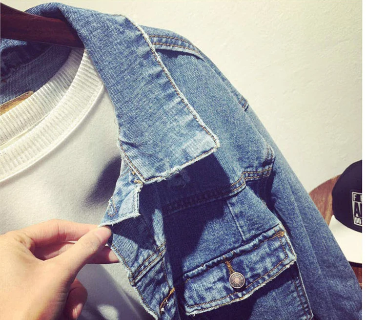 Женская ВИНТАЖНАЯ ДЖИНСОВАЯ КУРТКА Короткая свободная джинсовая куртка верхняя