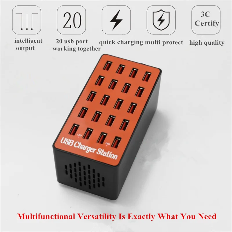 Go2linK 20 портов зарядная станция 90W 5V USB зарядное устройство со светодиодным