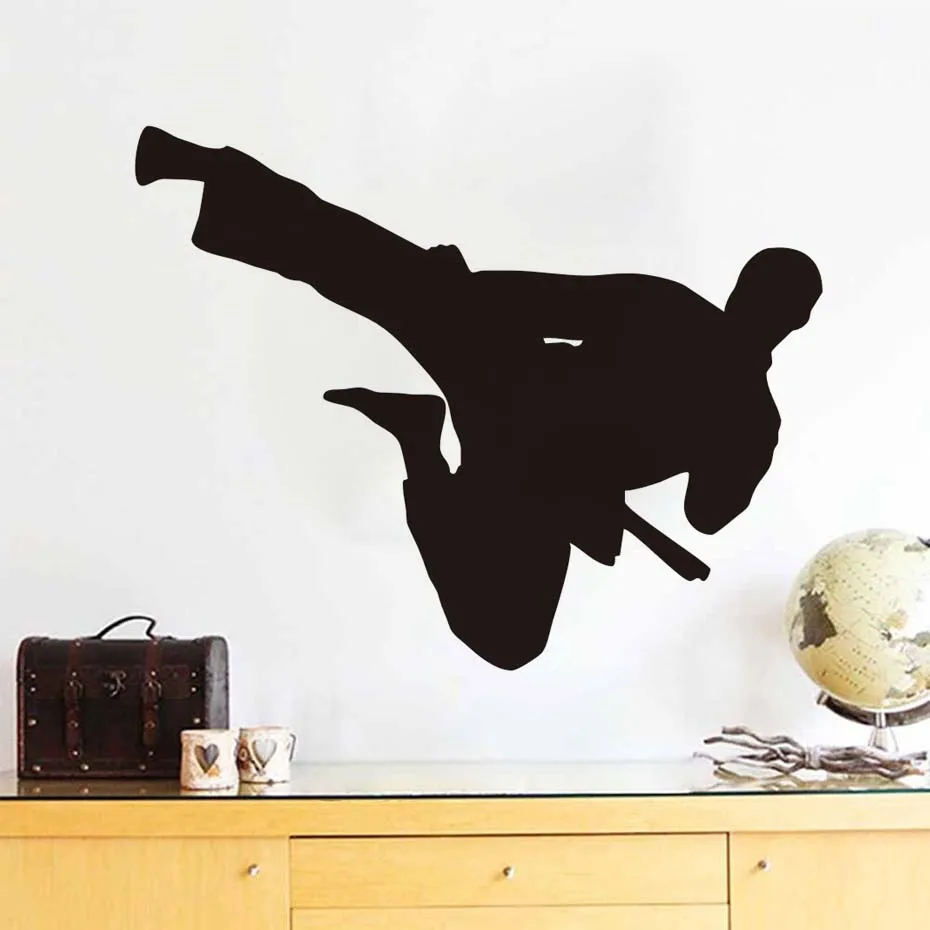 Настенные наклейки Flying Kick Kung Fu китайские декоративные съемные настенные из ПВХ