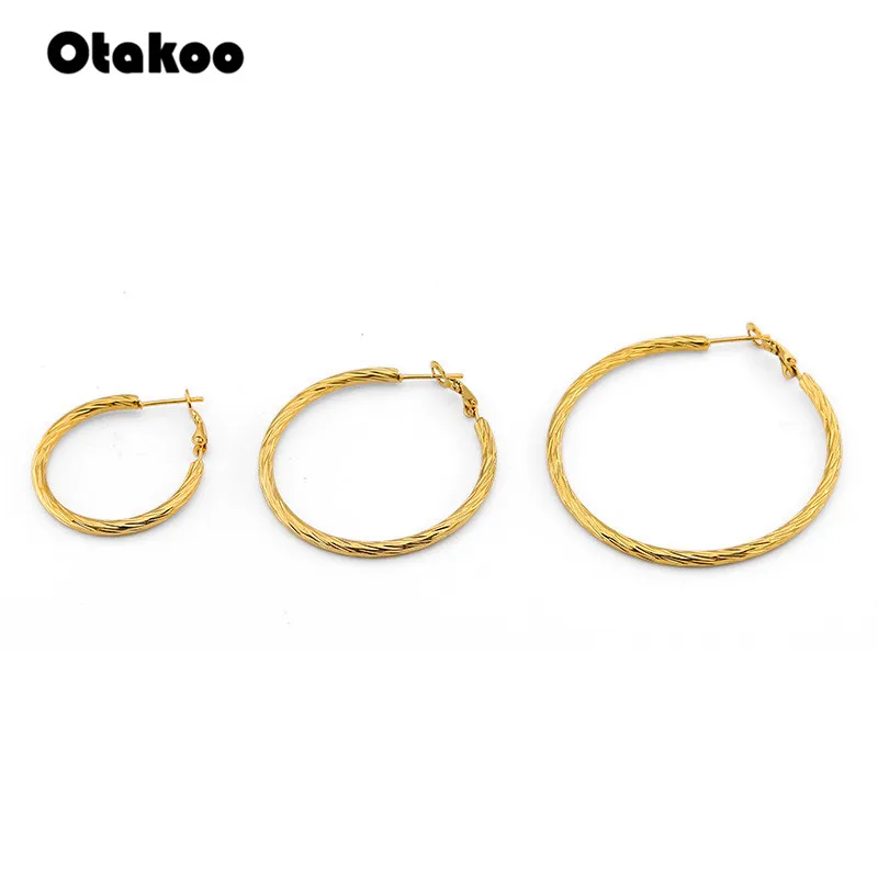 Женские серьги кольца Otakoo из нержавеющей стали модные золотого цвета круглые и
