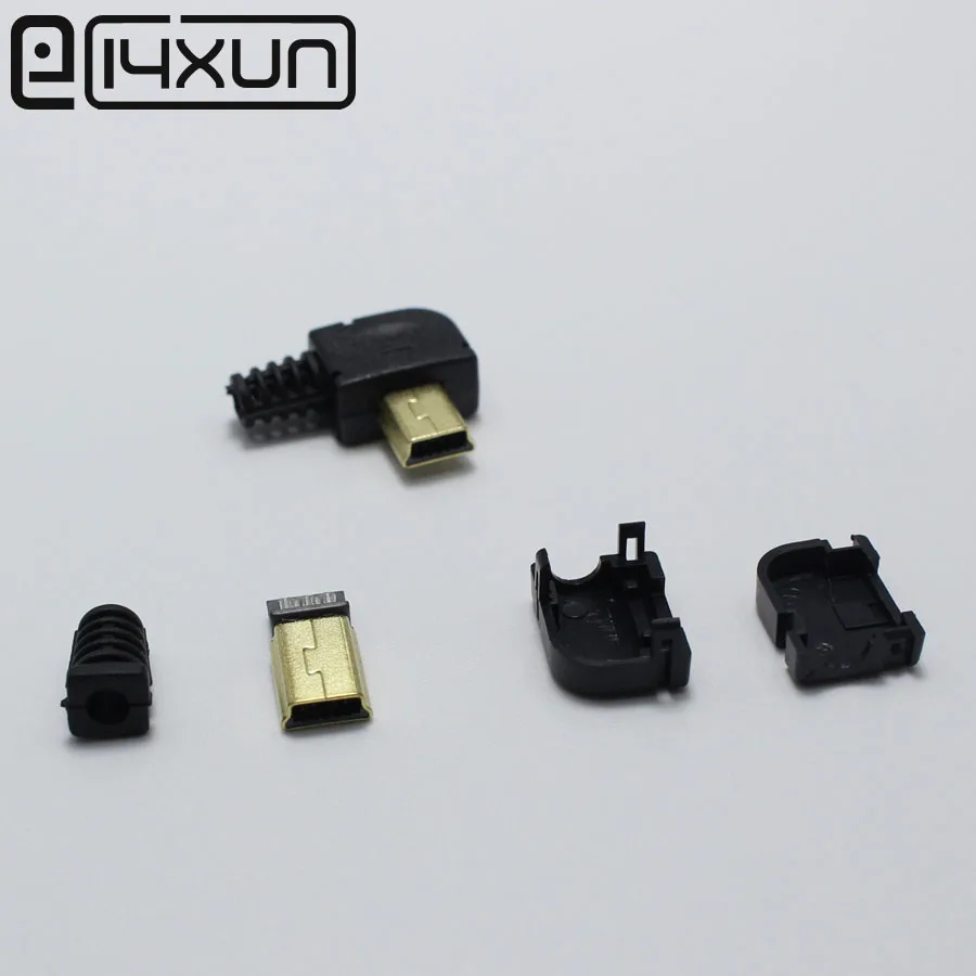1 комплект Mini USB 5 Pin сварочный штекер позолоченный 90 градусов разъем 4 в 1 DIY черные вилки терминалы