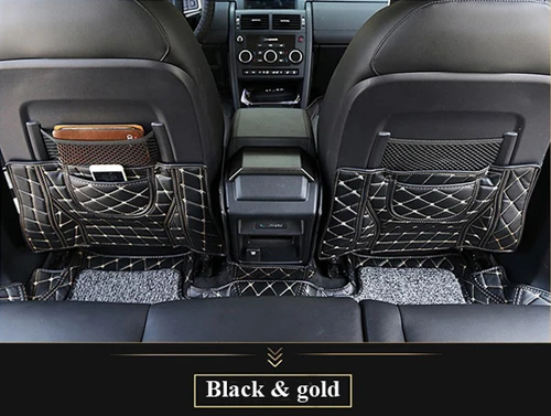 Black and gold Подгонянное автомобильное сиденье спинка анти Kick Pad сиденье протектор чехол коврик для Land Rover Дискавери Спортивный Кожаный Автомобильный Анти Грязный коврик - Название цвета: Black and gold