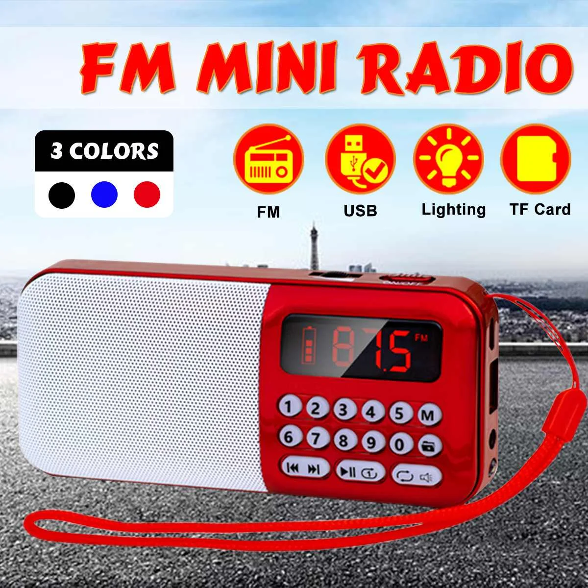 DC 5V FM радио TF карта USB AUX динамик аудио плеер портативный Ручной цифровой MP3