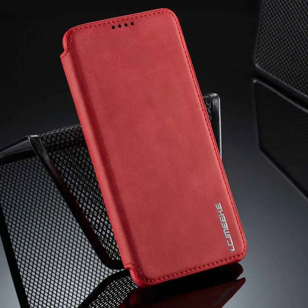Красный Кожаный флип-чехол на магните для huawei P30 P20 Pro P30 Lite с держатель для карт кошелек Чехол huawei P30 P20 чехол для ПК Жесткий Чехол Для Телефона - Цвет: Красный