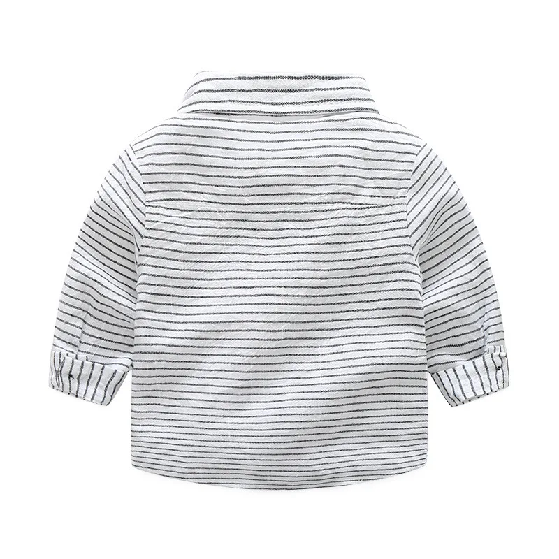 Newborn baby clothes children clothing gentleman boy grey striped shirt+overalls fashion newborn |