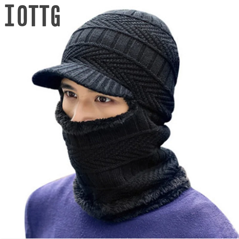 IOTTG бренд кости Мужская зимняя шапка шарф вязаный шерстяной шапочки мужчин