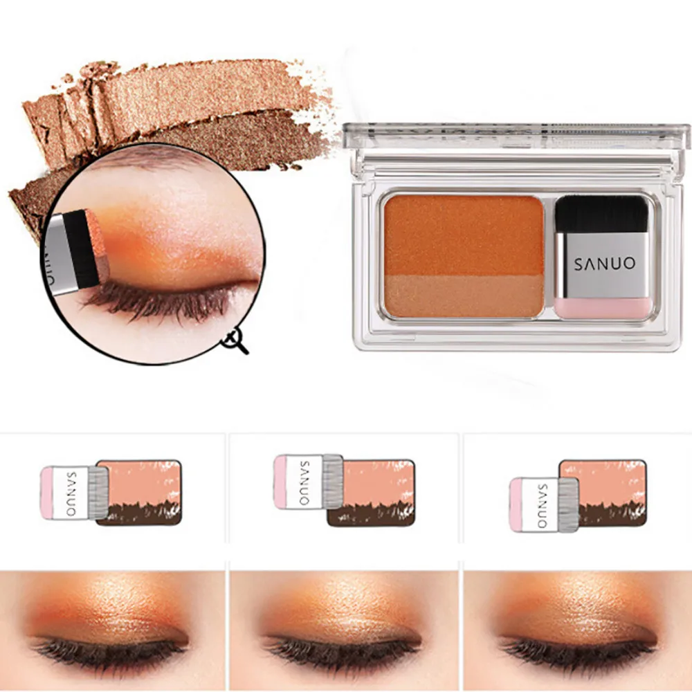 Женские тени для век 2 цвета ленивых глаз пудра Радужный Блеск макияж красота
