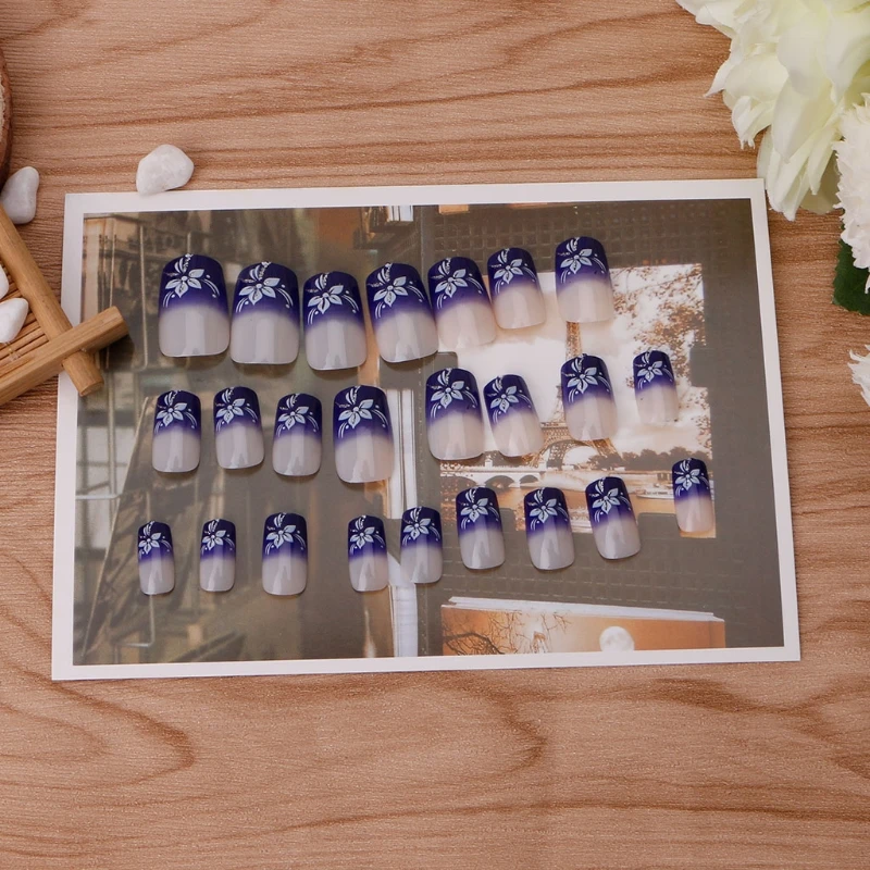 24 шт. набор кончиков для ногтей накладные французские Полные короткие ногти