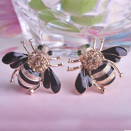 Милые Желтые насекомые пчелиные корсажи черная эмалированная кристаллическая