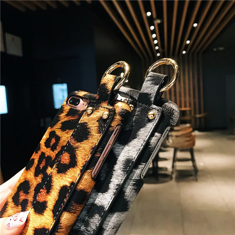 Роскошный модный Леопардовый квадратный чехол с браслетом для iphone 6 6S 7 8 Plus Xs Max X Xr
