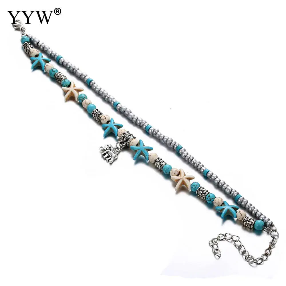 Vintage Shell Beads Starfish Elephant Anklets For Women New Multi Layer Anklet Leg Bracelet Handmade Bohemian Jewelry Cavigliera | Украшения