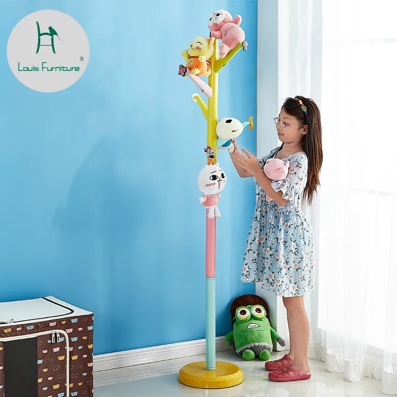 

Louis Fashion Coat Racks Cute Cartoon Children's Simple Color Solid Wood Landing Modern