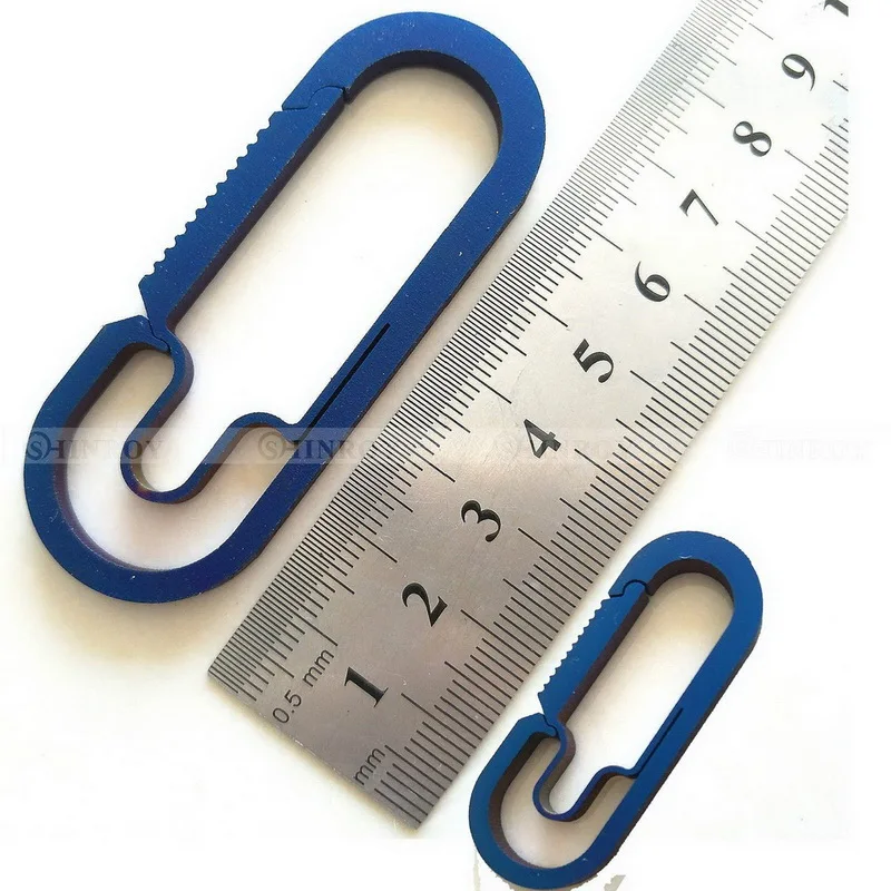 4cm Blue EDC титановый сплав Открытый Кемпинг Карабин брелок Висячие пряжки инструменты оснастки крючки - Цвет: 4cm Blue