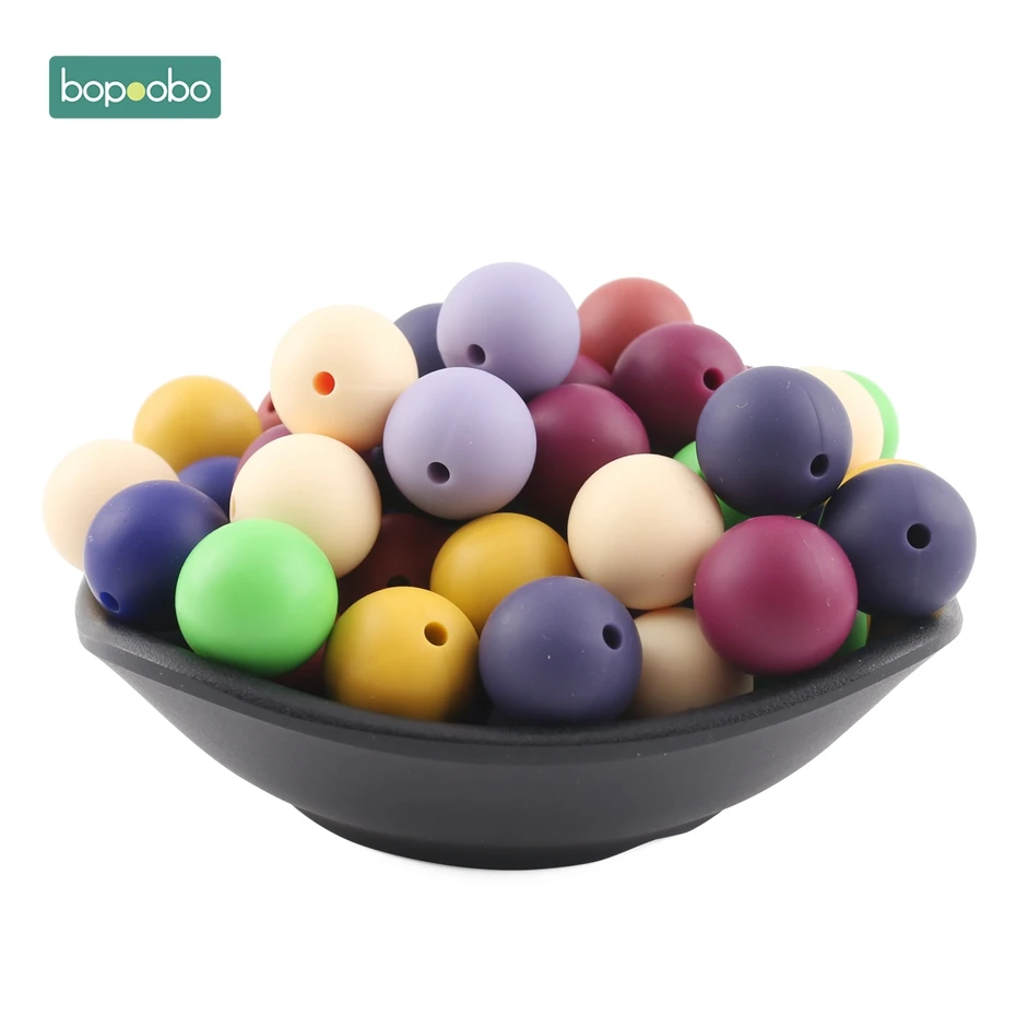 Bopoobo 10 шт, силиконовые бусины, новые цветные аксессуары, круглые бусины, пищевого качества, бусины, сделай сам, ювелирные изделия, Детские Прорезыватели, бусины медсестры 15 мм