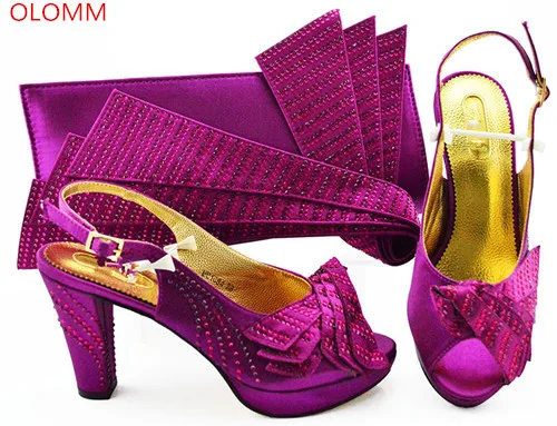 Набор розовых итальянских туфель и сумок OLOMM украшенные нигерийскими женскими