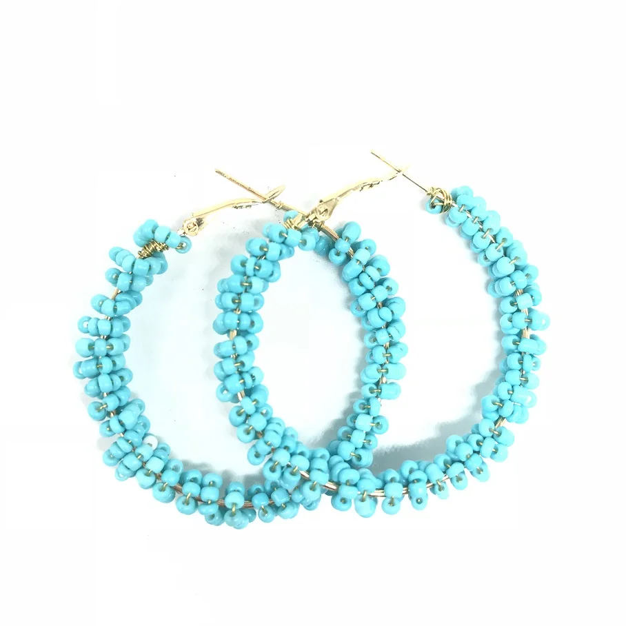 light blue Женские модные серьги, винтажные серьги в богемном стиле, брендовые ювелирные изделия, геометрическое покрытие из сплава, простые серьги-кольца для женщин - Окраска металла: light blue