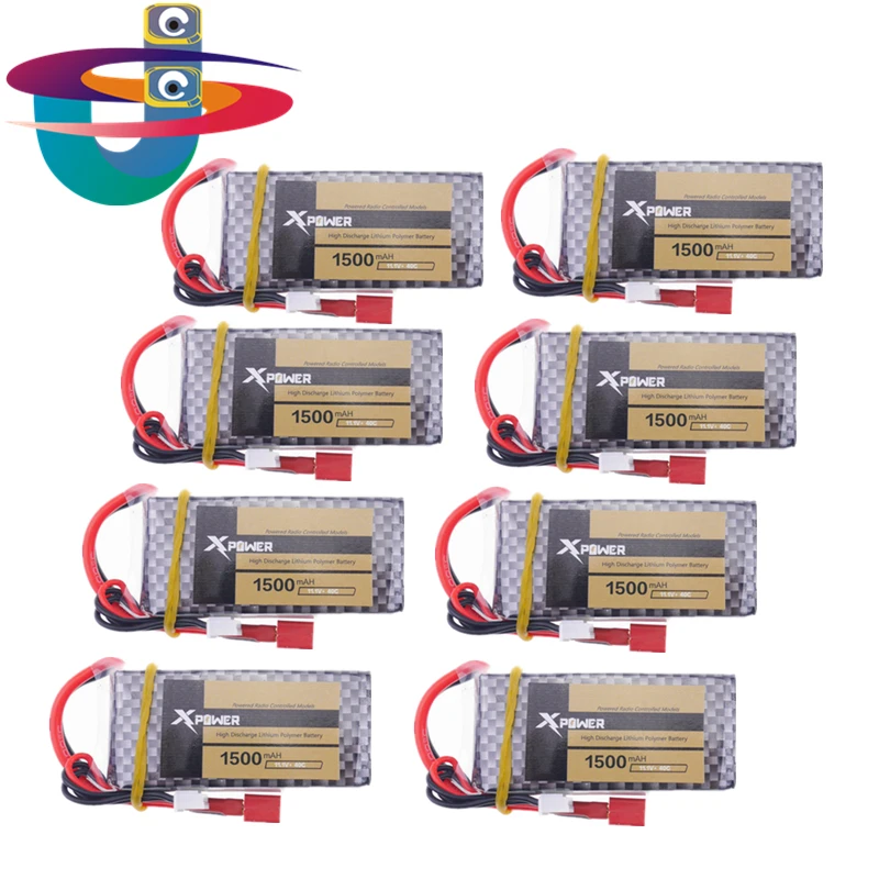 8 шт. lipo 3 S Батарея 11.1 В 1500 мАч 40C Max 60C T штекер для rc автомобиль самолет Вертолет Drone