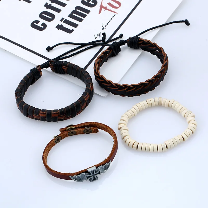 4 шт./компл. винтажные панк-веревка в стиле бохо коричневые черные кожаные