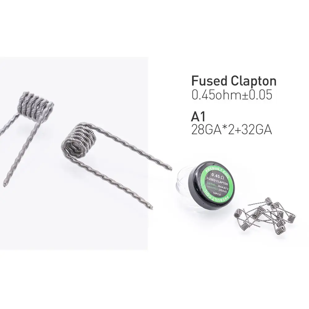 Fused clapton Volcanee 10 намоток Alien Clapton Flat Twisted Fused Clapton с сопротивлением Quad Тигр нагревательная проволока Vape сопротивление готовых предварительно оборудованная катушка катушки - Цвет: Fused clapton