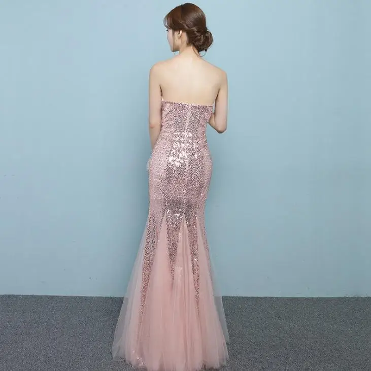 BANVASAC 2018 блестящие вечерние платья без бретелек с юбкой годе сексуальные