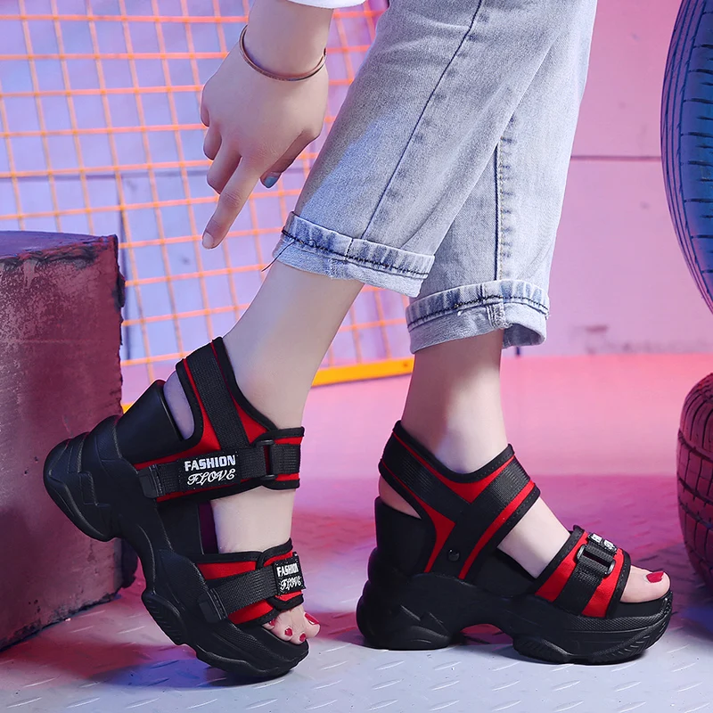 Женские сандалии гладиаторы кроссовки на массивном каблуке 11 повседневная обувь