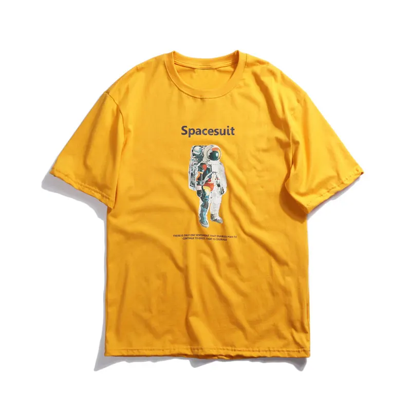 Yellow GONTHWID Spacesuit напечатаны уличные футболки хип хоп летние мужские повседневные хлопковые мужские футболки модные футболки с коротким рукавом - Цвет: Yellow