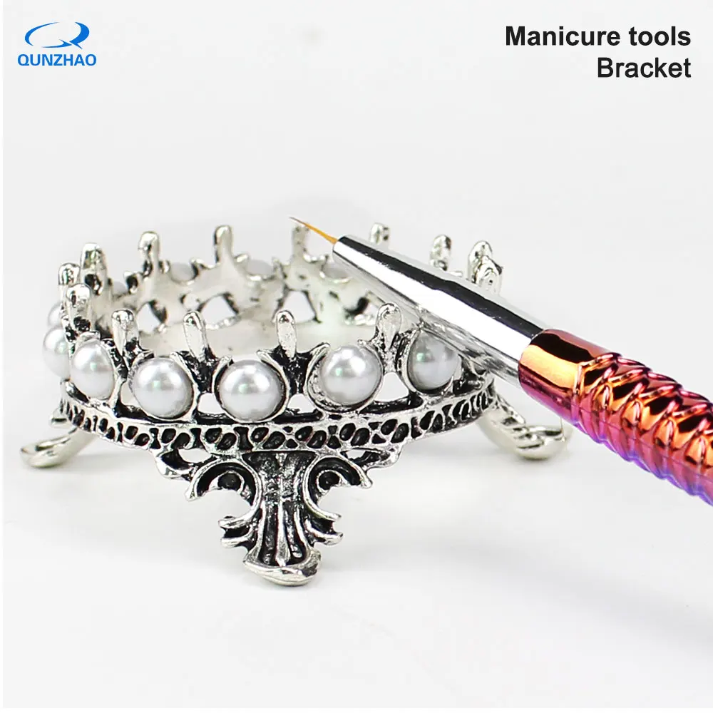 Держатель для ручки ногтей позолоченный держатель жемчужные принадлежности