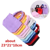 solid color canvas handbag shopping bag women girl portable lunch bag picnic pouch storage tote women bag 232110cm
