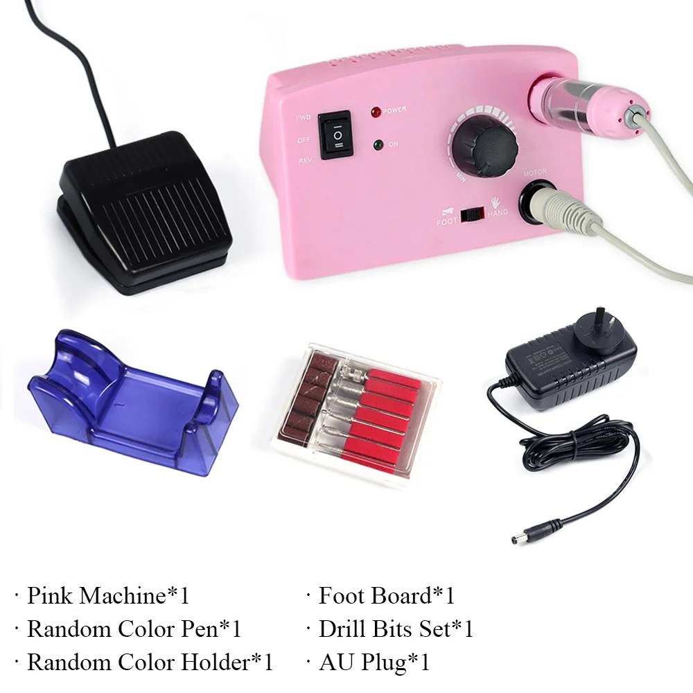 Pink Set AU 30000 об/мин набор для сверления ногтей, Электрический станок, профессиональный Фрезерный резак, инструмент для удаления лака и маникюра, аксессуары для ногтей LADR402 - Цвет: Pink Set AU