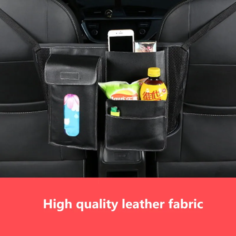 Multifuction Car middle seat gap storage bag leather net mesh backseat hanging book foods tissue pockets organizers bags | Автомобили и