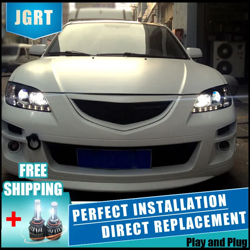 2PCS LED Headlights For Mazda 3 2006-2012 Car Led Lights Double Xenon Lens Accessories Daytime Running Fog Light | Автомобили и