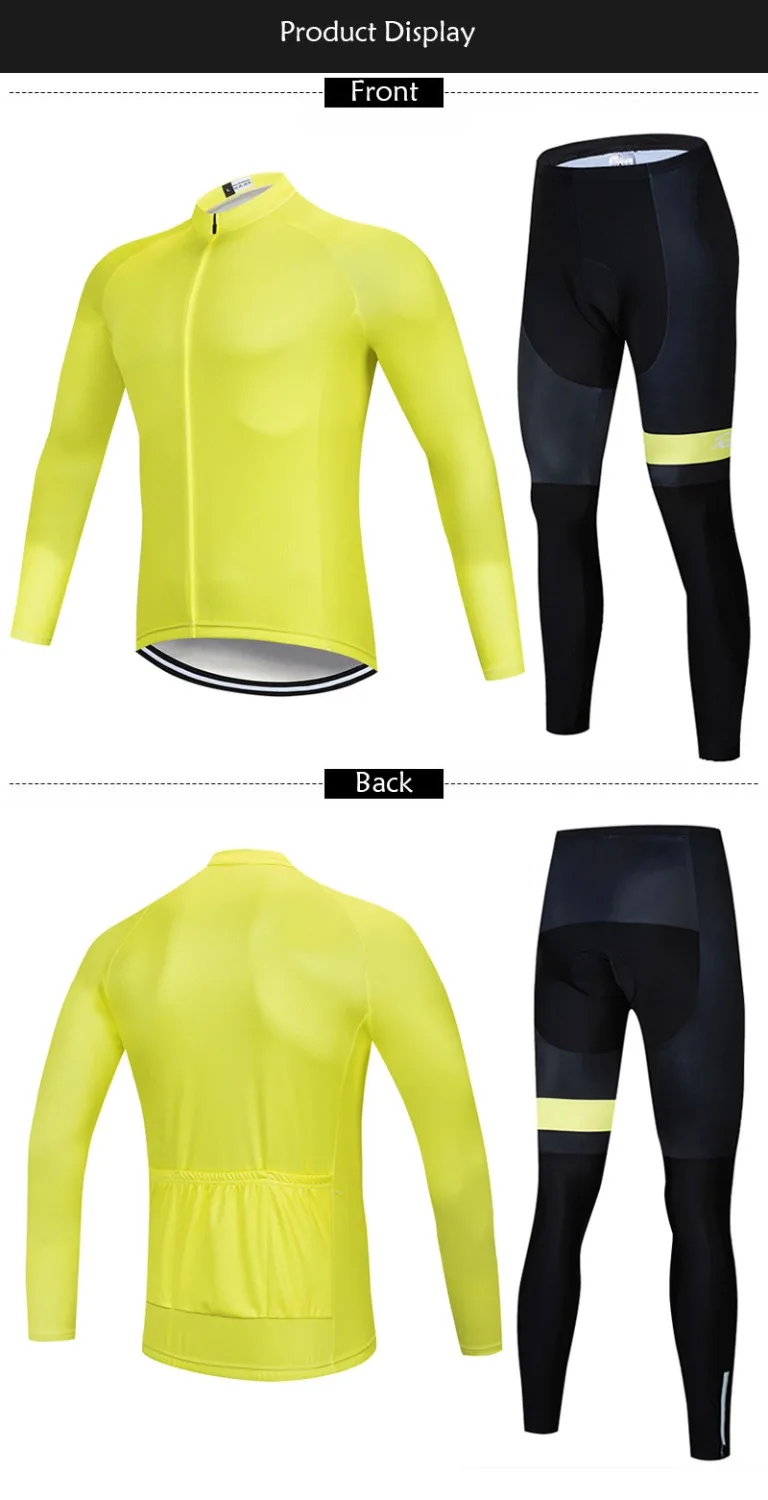 Велоспорт Джерси зимний комплект термальность флис с длинным рукавом Теплый желтая веломайка Тур де Франс Ropa Ciclismo Hombre