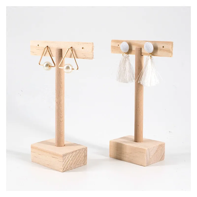 Новый модный Экологичный Деревянный t образный держатель для сережек подставка