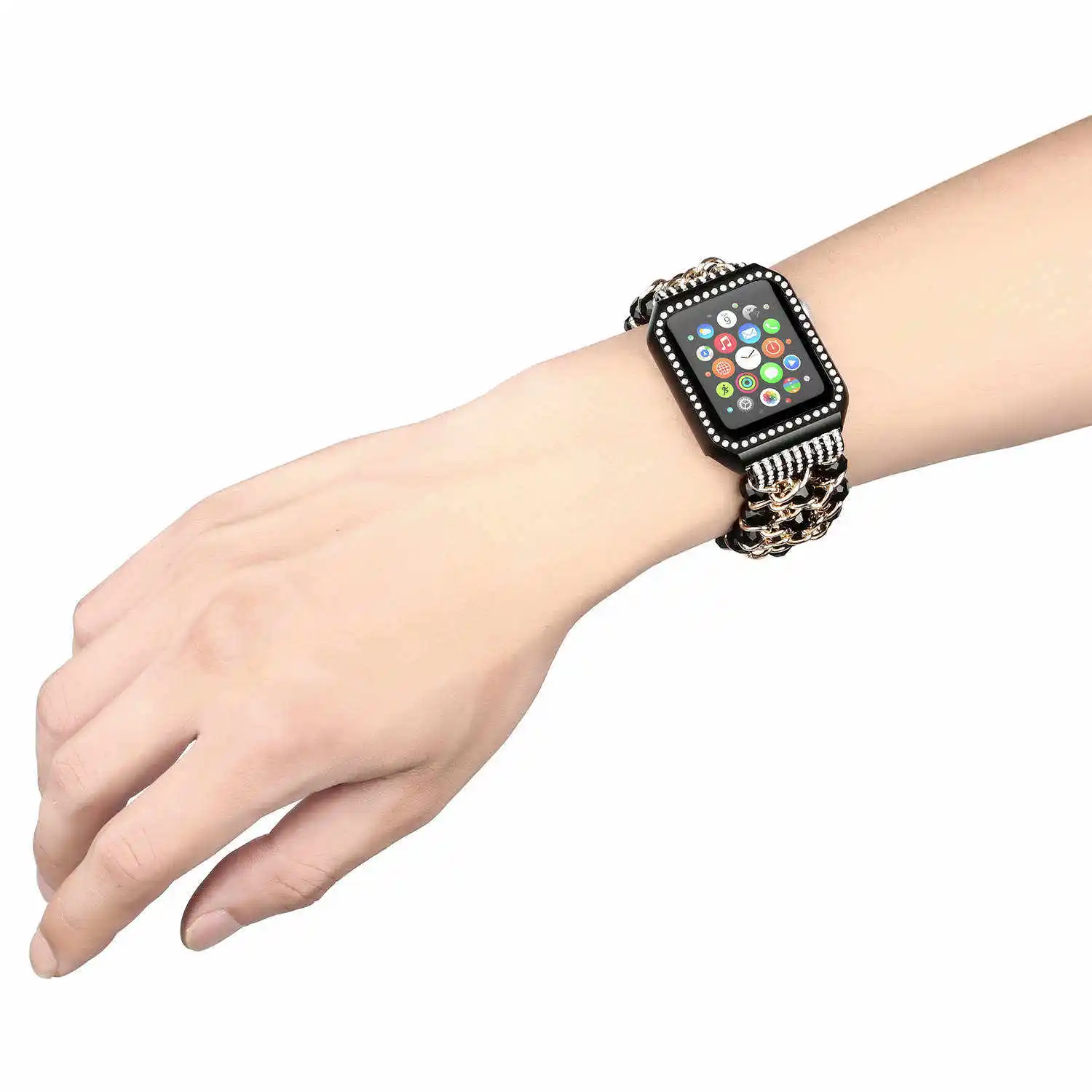 Браслет цепочка с бусинами DAHASE Jewel для часов Apple 38/42 мм ремешок на запястье iWatch Series