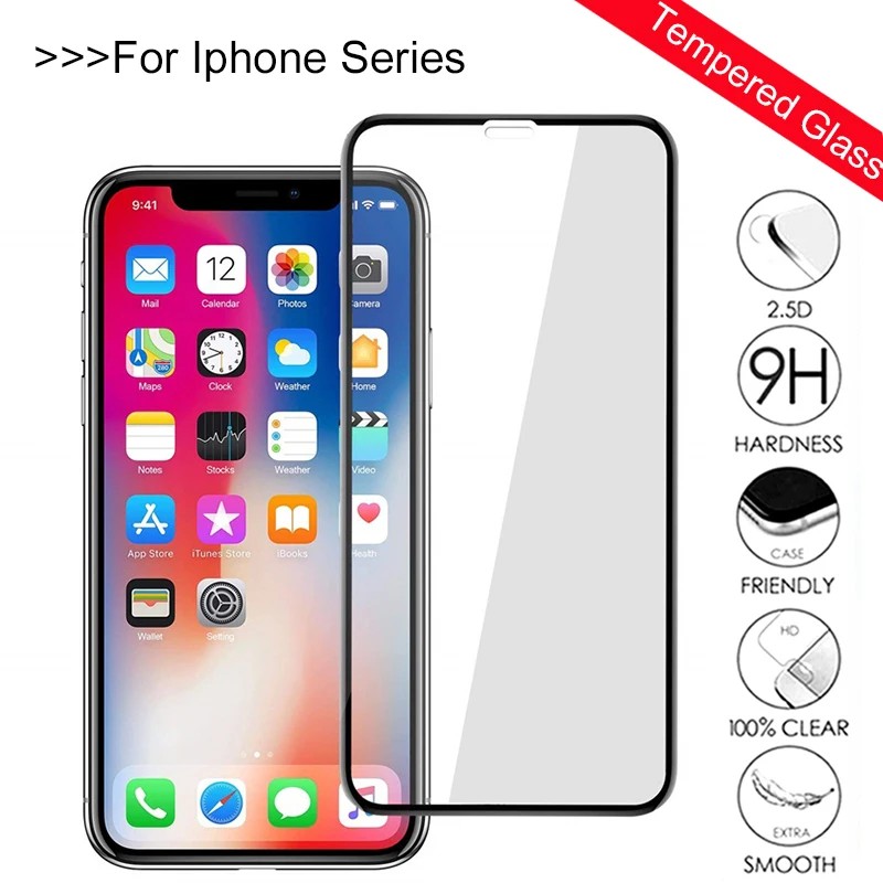 2018 HD полное покрытие Защитное стекло для Iphone x закаленное Защита экрана на iphone 7 8 XS