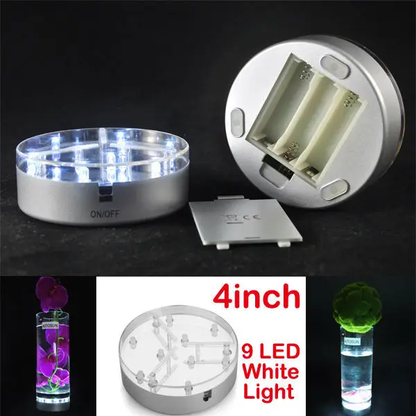 Bathroom Accessories Korean School Supplies  4 inch LED Light Base, super bright White color led vase light base