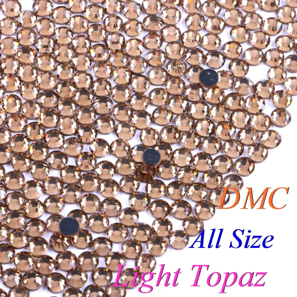 Все размеры! Светлый топаз стразы горячей фиксации DMC SS6 SS10 SS16 SS20 SS30 стеклянные