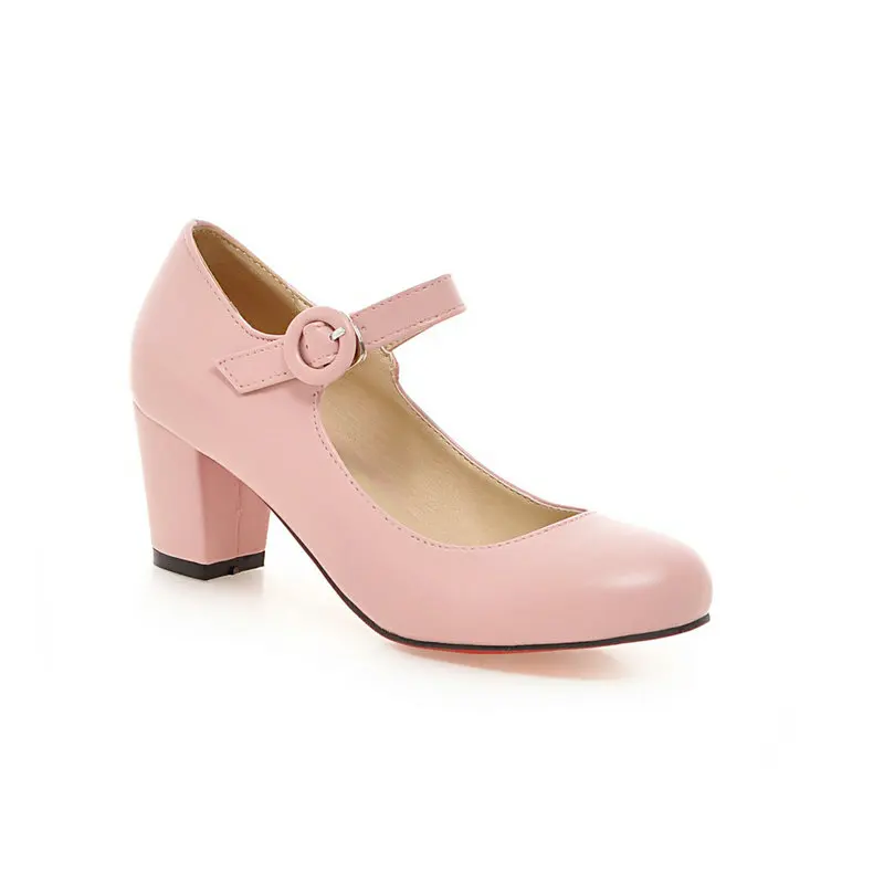 Sianie Tianie/ г. Весенне-осенние женские туфли-лодочки Мэри Джейн на Высоком толстом каблуке 6 см, с круглым носком, с пряжкой и ремешком размер 42, 43