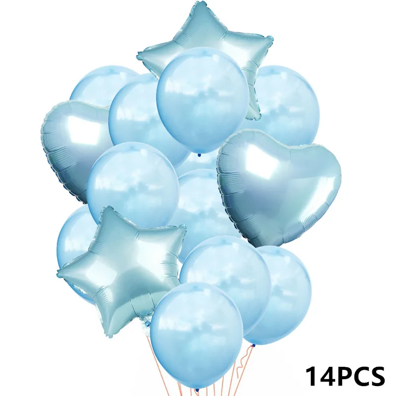 Blue 14 шт./лот, украшение на день рождения, воздушный шар, свадебные Круглые Конфетти, шары, гелиевые шары в форме сердца, украшения для дня рождения, для взрослых и детей - Цвет: Blue