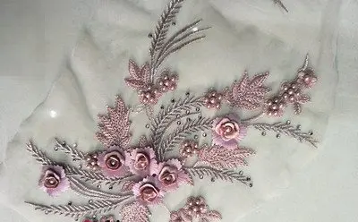 

16 color High quality lace 3D wedding dress applique DIY bridal headdress ivory white lace collar lace fabric patch