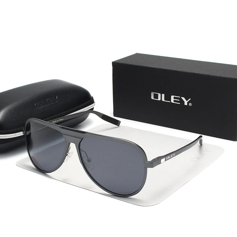 Y8281 C2BOX OLEY, брендовые, алюминиево-магниевые, поляризационные солнцезащитные очки, мужские, классические, очки пилота для мужчин, Oculos masculino, мужские, настраиваемый логотип - Цвет линз: Y8281 C2BOX
