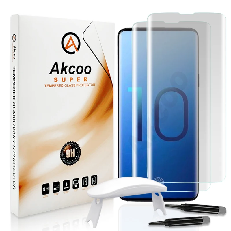 Akcoo Note 10 защита экрана разблокировка с отпечатком пальца полный клей экран пленка для samsung Note 10 Plus S10 Plus 10e 5G УФ стекло