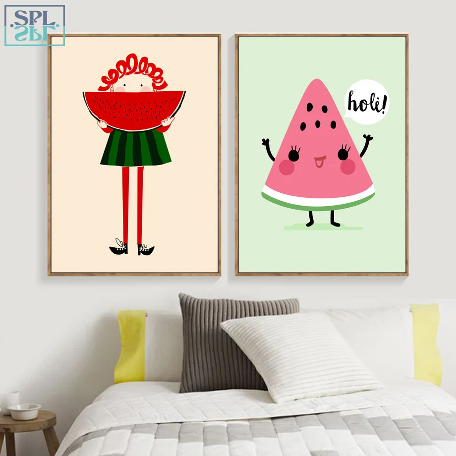 SPLSPL девушки декор комнаты кролик плакаты арбуз и печать холст картина поп арт