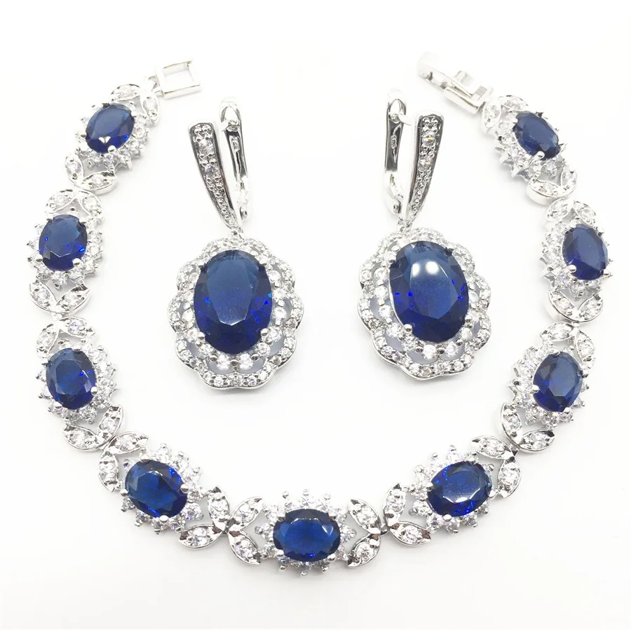 Ювелирные изделия из стерлингового серебра 925 пробы ювелирные голубого CZ белого