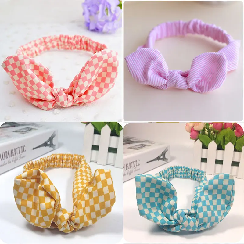 Cute Girl Kids Bow Hairband Baby Toddler Rabbit Headband Headwear Hair Band Accessories Turban Knot Stripe Dot 11 Colors |