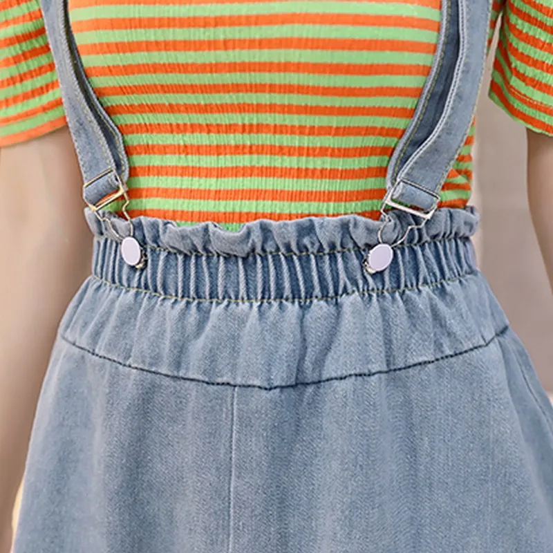 S-5XL Плюс Размер Регулируемая джинсовая юбка на подтяжках женские летние джинсы с