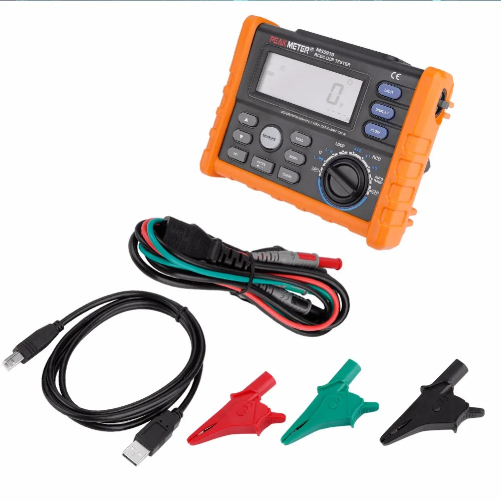 Тестер сопротивления PEAKMETER MS5910 с ЖК дисплеем и подсветкой измеритель RCD Loop Ohm