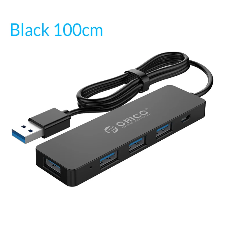 Black 100cm ORICO мульти USB3.0 концентратор 5 Гбит/с 4 порта USB разветвитель OTG адаптер с интерфейсом питания для MacBook ноутбук ПК планшетный компьютер - Цвет: Black 100cm