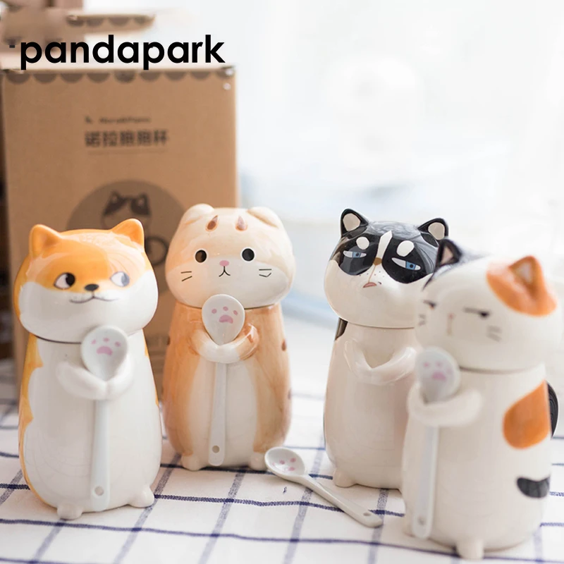 Pandapark Милая креативная мультяшная кофейная кружка керамическая индивидуальная